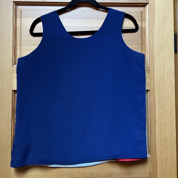 The Unbranded Brand Tops - VTG Women's Red/White/Blue Reversible Shell Tank Top Shirt Sz Large Work Travel